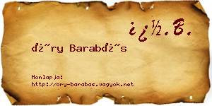 Őry Barabás névjegykártya